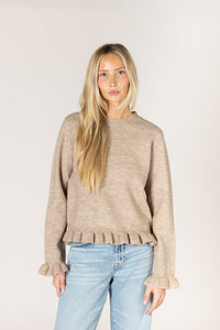 Lyla & Luxe - Adair - Novelty Ruffle Sweater in Putty