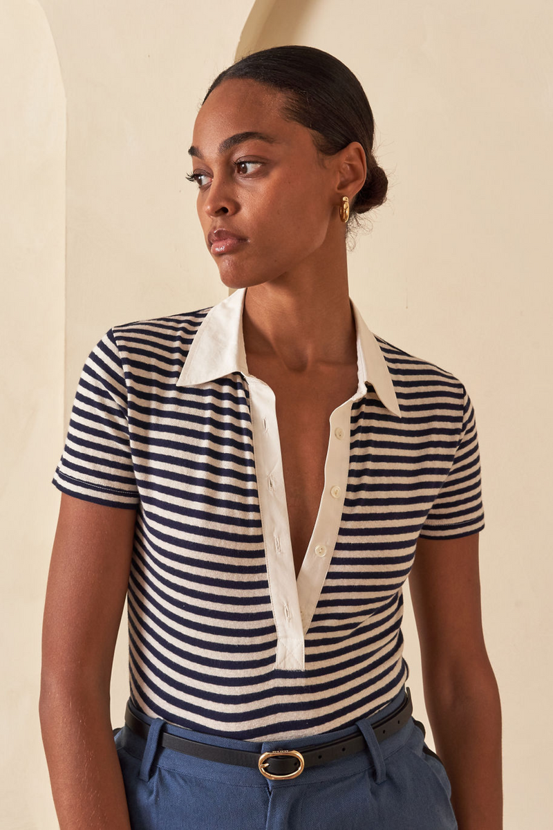 Wyeth - Adams - Stripe Jersey Top in Ecru/Navy