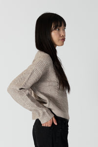 Lyla & Luxe - Addie - Crewneck w/ Cable Detail in Driftwood