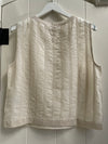 YAYA - Embroidered Top with Rib Design in Off White