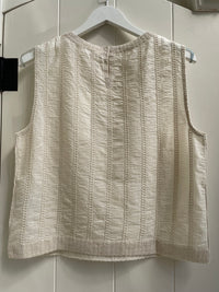 YAYA - Embroidered Top with Rib Design in Off White