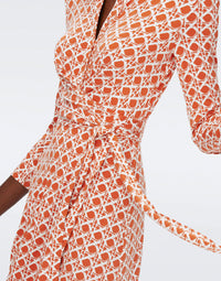 Diane Von Furstenberg - Sana Wrap Dress in Tiny Vintage Cane Marmalade