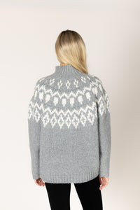 Lyla & Luxe - Aggiefair - Fair Isle Mock Sweater in Cashmere Snow