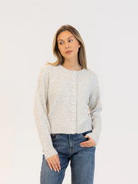 Lyla & Luxe - Aisha Pearl Cardigan in Light Grey