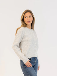 Lyla & Luxe - Aisha Pearl Cardigan in Light Grey