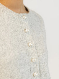 Lyla & Luxe - Aisha Pearl Cardigan in Light Grey