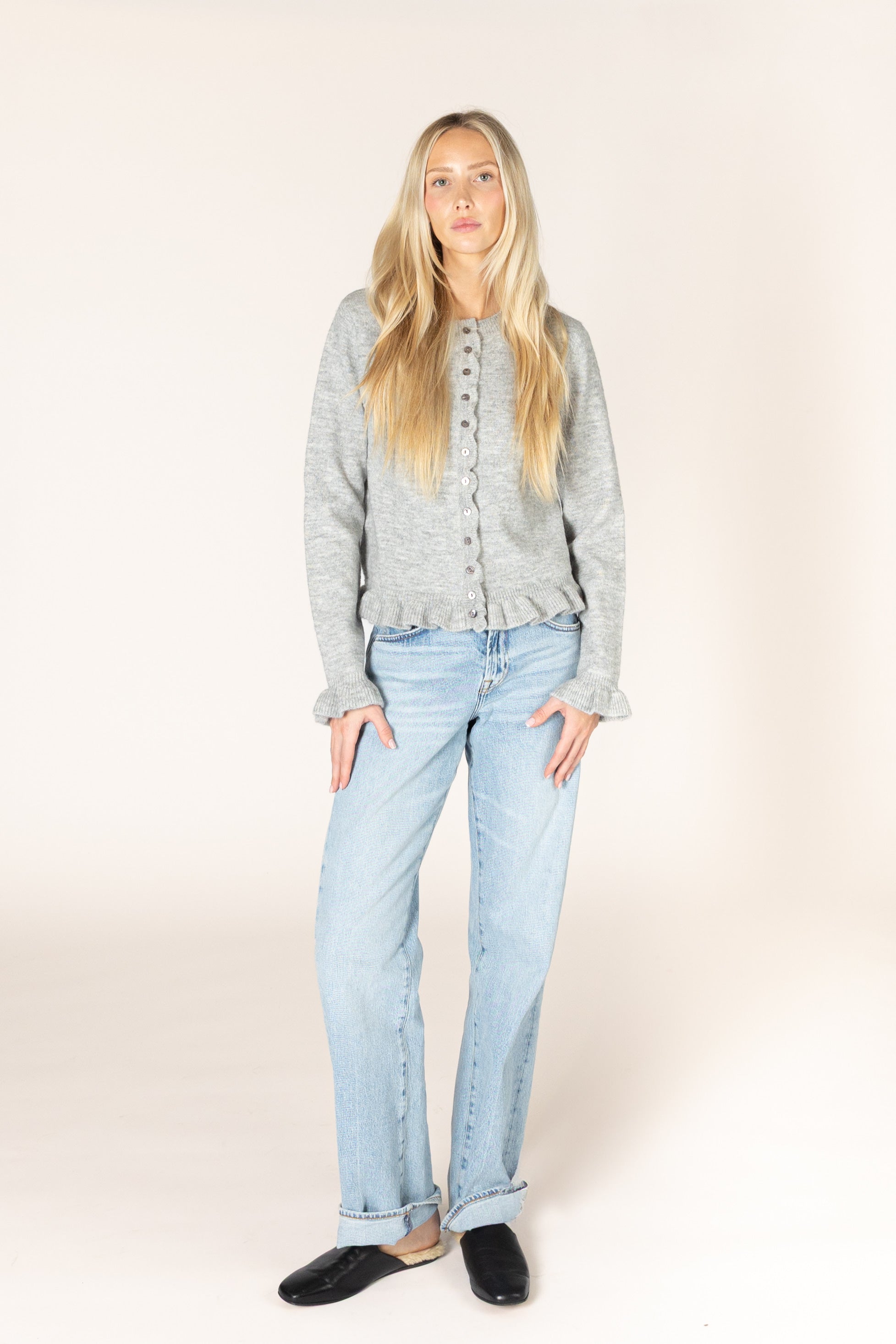Lyla & Luxe - Annora - Novelty Ruffle Cardi in Sterling