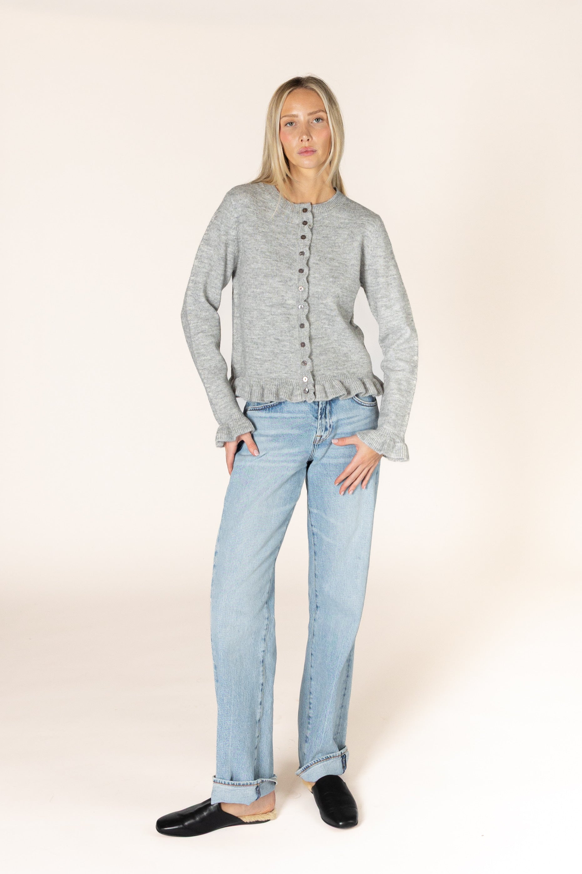 Lyla & Luxe - Annora - Novelty Ruffle Cardi in Sterling