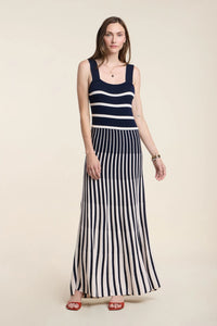 Velvet - Aveline - Stripe Dress in Navy