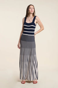 Velvet - Aveline - Stripe Dress in Navy