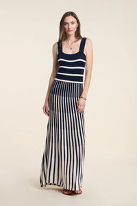 Velvet - Aveline - Stripe Dress in Navy