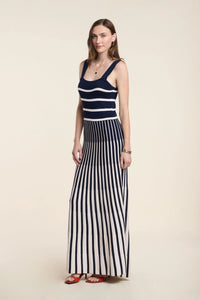 Velvet - Aveline - Stripe Dress in Navy