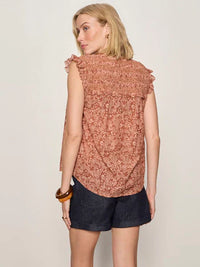 Sanctuary - Free Feeling Smocked Blouse in Mosaic Clay