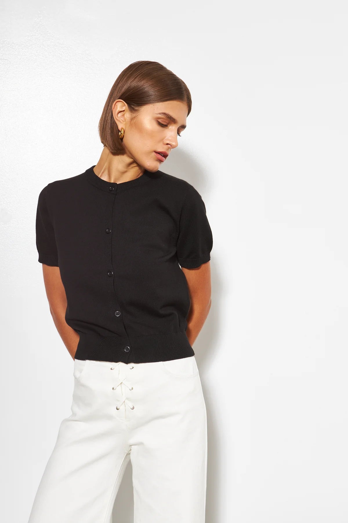 LINE Knitwear - Marlo - Cardigan Top in Caviar