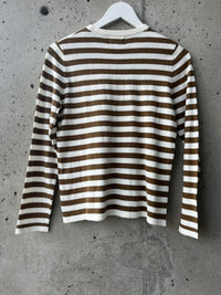 YERSE - Cotton Striped Sweater in Khaki/Crudo