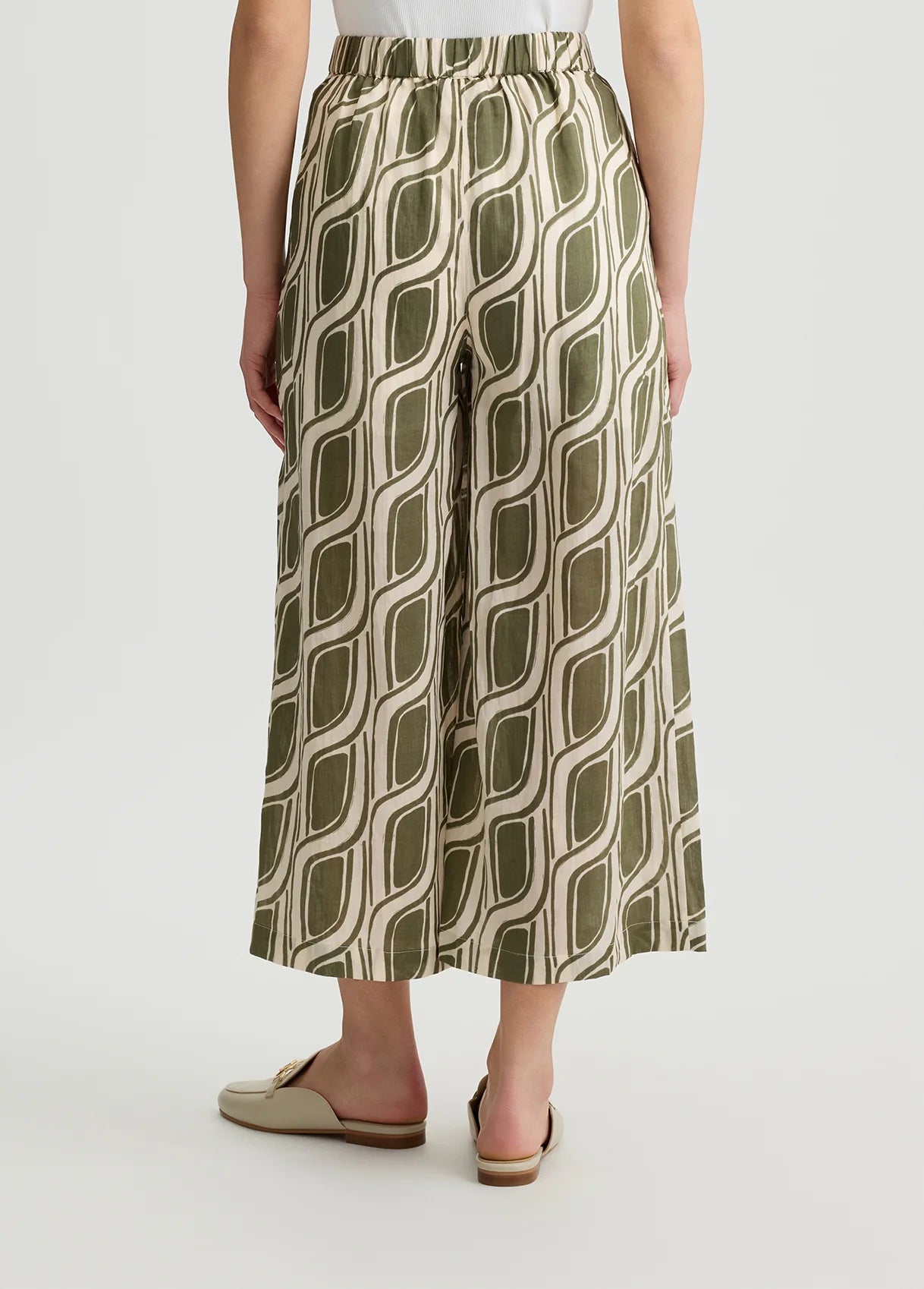Liu Jo - Ramie Palazzo Trousers in Greenmoss Cable