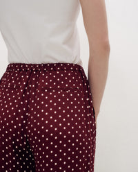 YERSE - Crepe Viscose Pants in Aubergine Dots