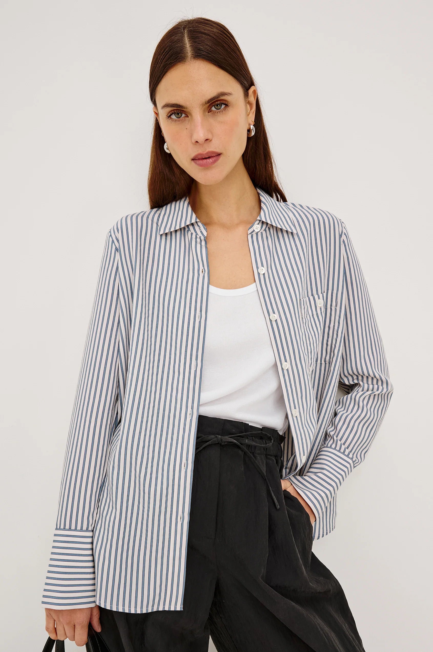 Rails - Beck Shirt - Ivory Steel Blue Stripe