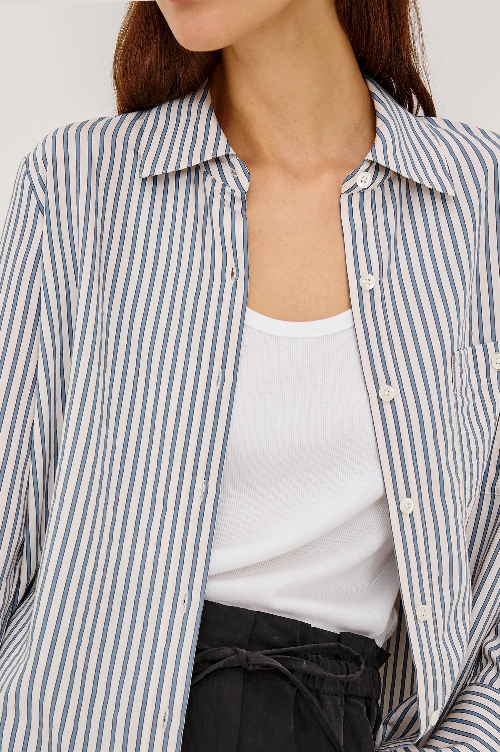 Rails - Beck Shirt - Ivory Steel Blue Stripe