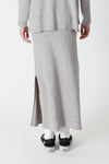 Lyla & Luxe - Bria - Ribbed Slit Skirt in Grey Marl