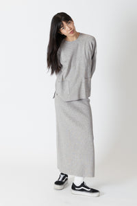 Lyla & Luxe - Brynn - Ribbed Lightweight Pullover in Grey Marl