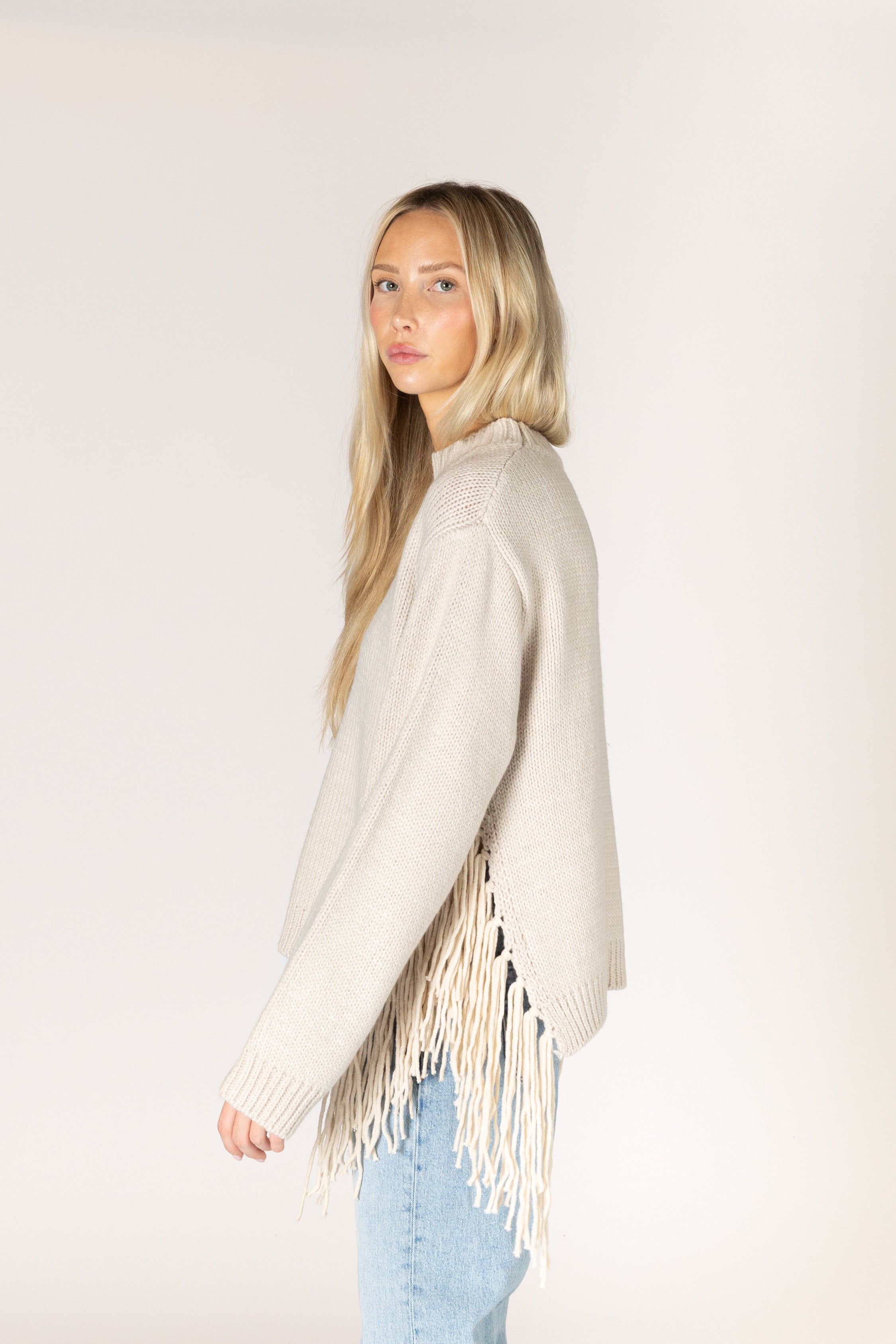 Lyla & Luxe - Buck - Novelty Tassel Sweater in Bone
