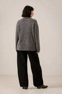 BARE Knitwear - Asymmetric Funnel Neck in Charcoal