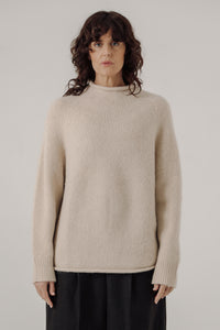 BARE Knitwear - Handloom Rollneck Sweater in Cream