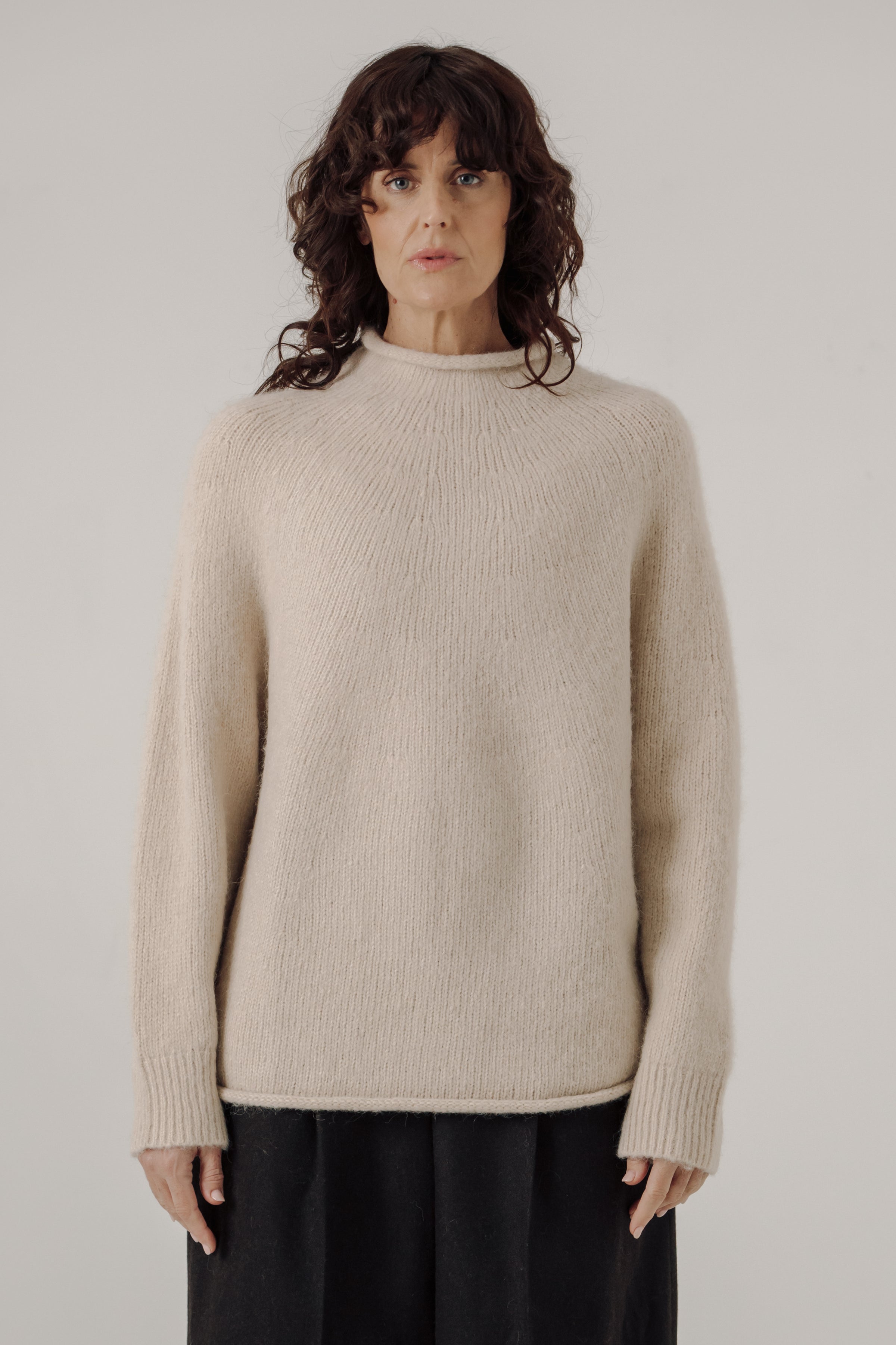 BARE Knitwear - Handloom Rollneck Sweater in Cream