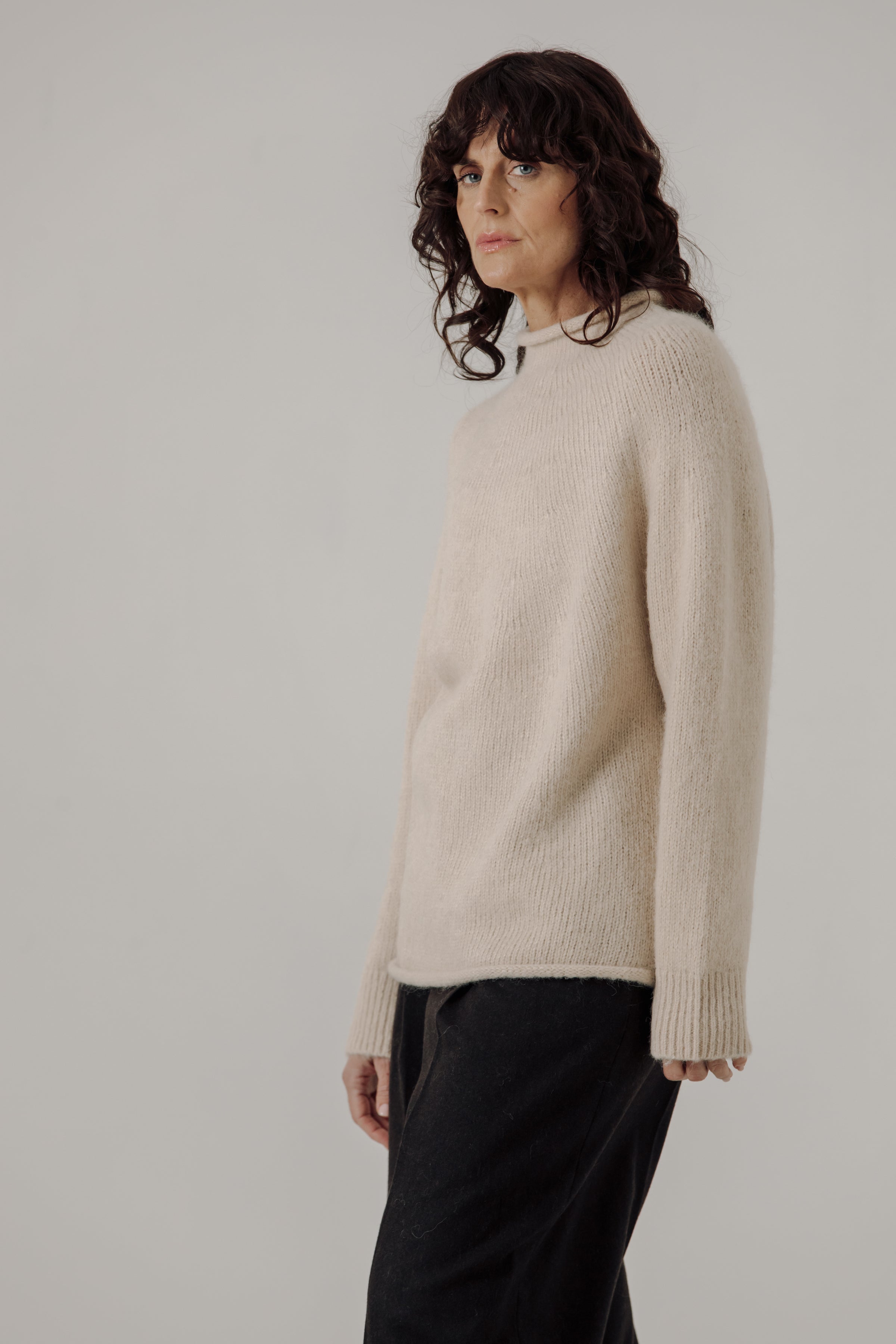 BARE Knitwear - Handloom Rollneck Sweater in Cream