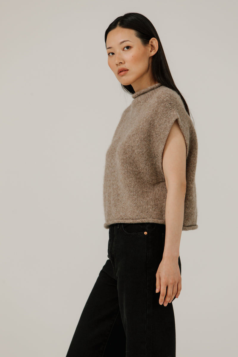 BARE Knitwear - Alpaca Iris Vest in Dark Fawn