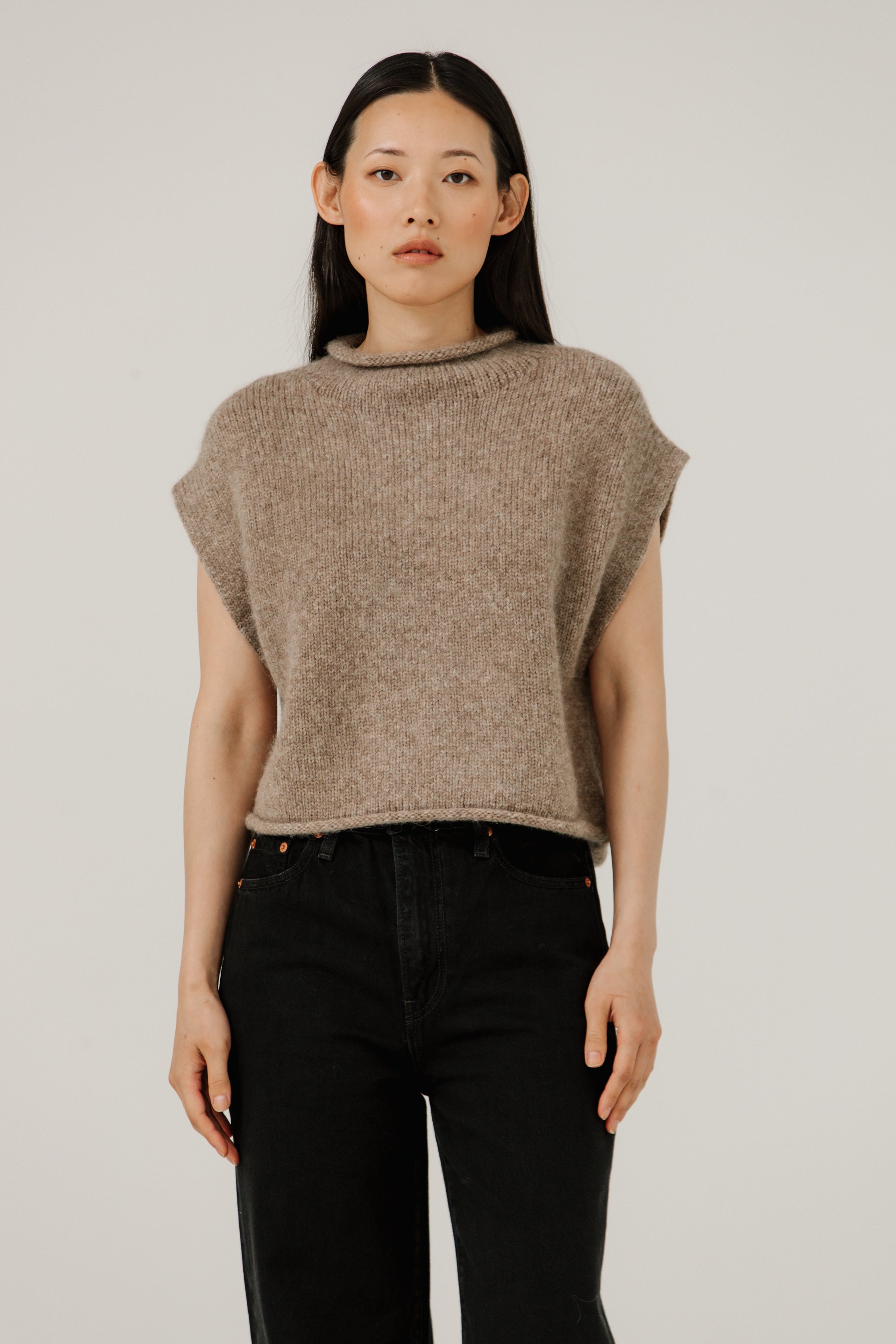 BARE Knitwear - Alpaca Iris Vest in Dark Fawn