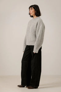 BARE Knitwear - Lofty Alpaca Crewneck in Light Grey