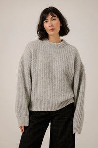 BARE Knitwear - Lofty Alpaca Crewneck in Light Grey