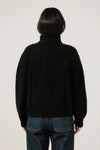 BARE Knitwear - Alpaca Rib Zip Jacket in Classic Black