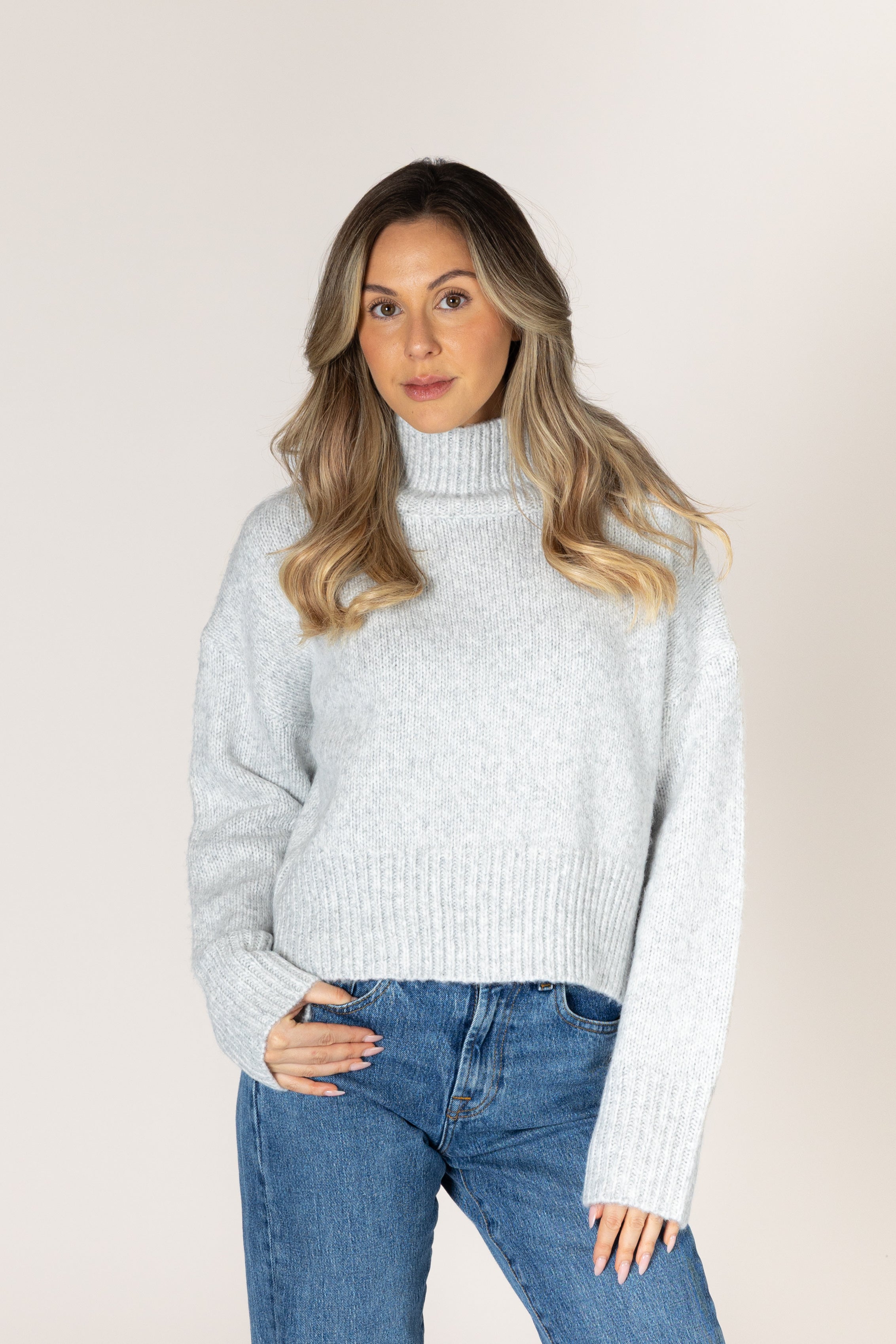 Lyla & Luxe - Calli - Must Have Mock Sweater in Ash