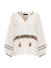 Sanctuary - Retreat Embroidered Blouse in Chalk
