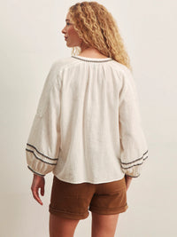 Sanctuary - Retreat Embroidered Blouse in Chalk