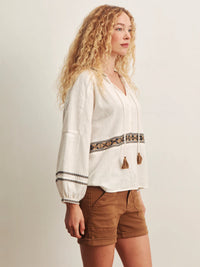 Sanctuary - Retreat Embroidered Blouse in Chalk