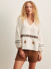 Sanctuary - Retreat Embroidered Blouse in Chalk