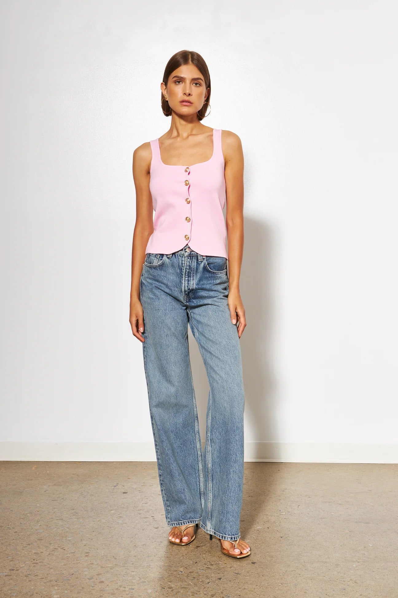 LINE Knitwear - Chantel - Tank Top in Blush Pink