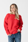 Lyla & Luxe - Cinna - Oversized Crewneck Sweater in Red