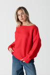 Lyla & Luxe - Cinna - Oversized Crewneck Sweater in Red