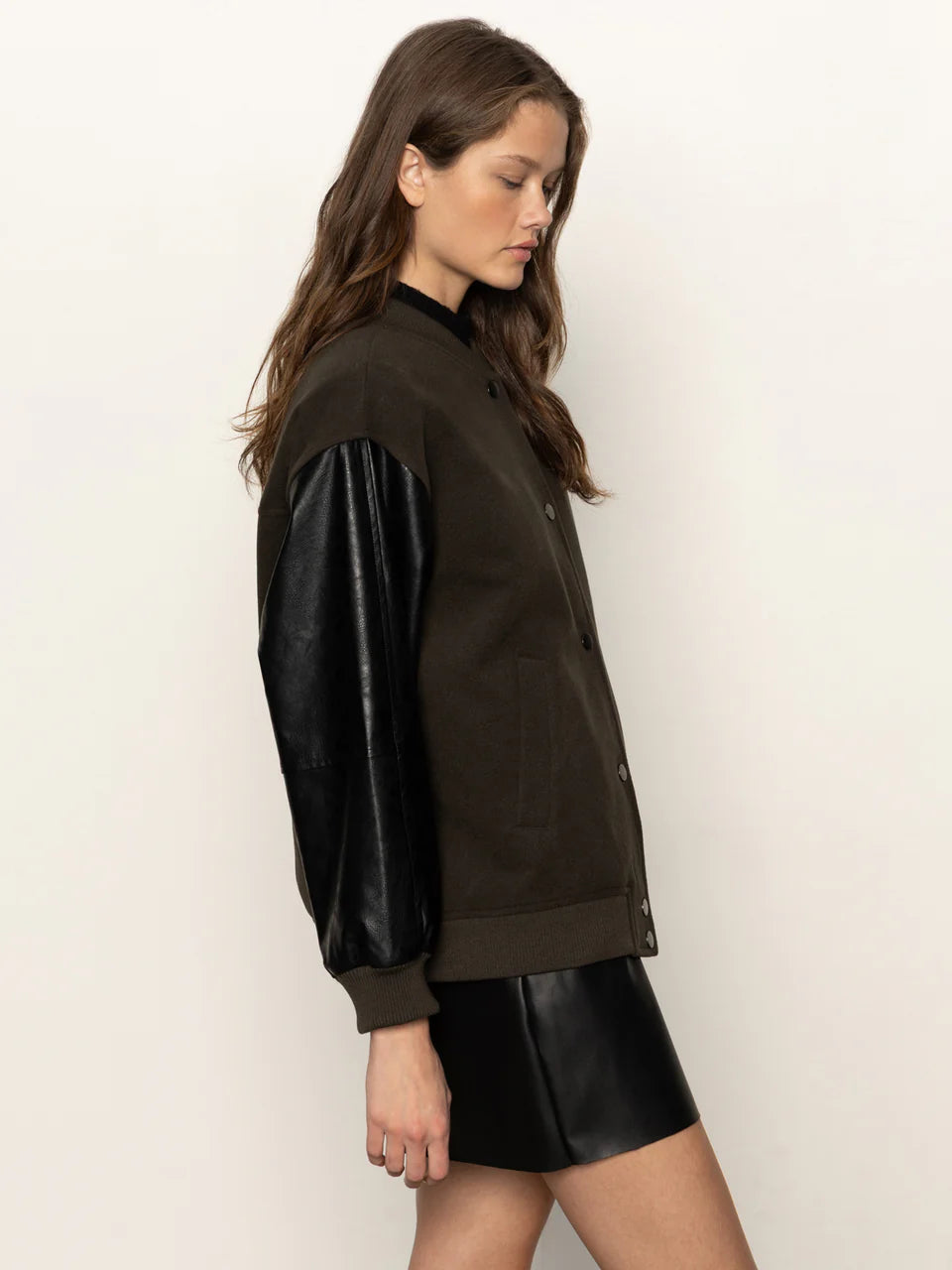 Sanctuary - Club Varsity Jacket in Midnight Olive
