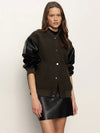 Sanctuary - Club Varsity Jacket in Midnight Olive