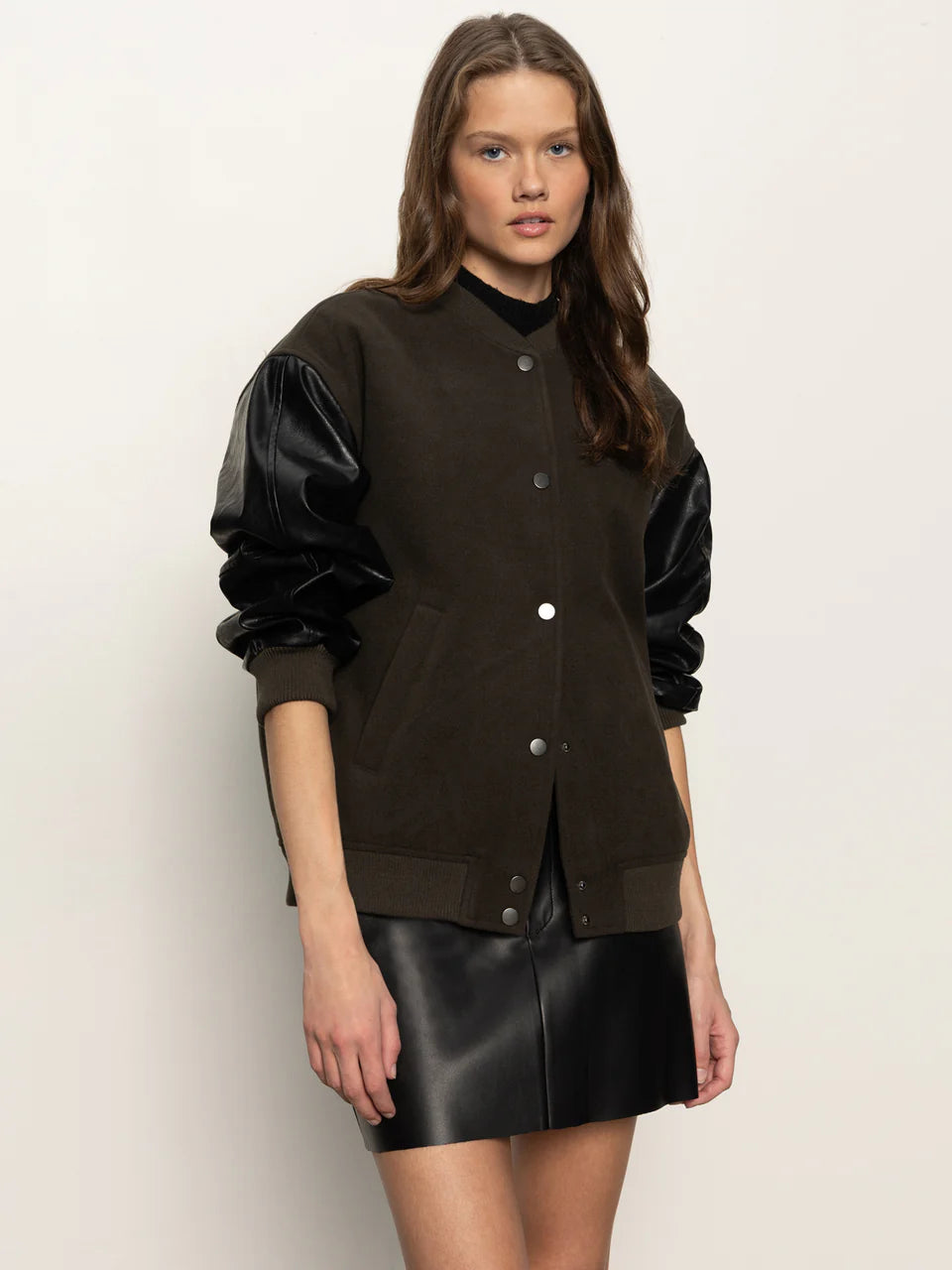 Sanctuary - Club Varsity Jacket in Midnight Olive