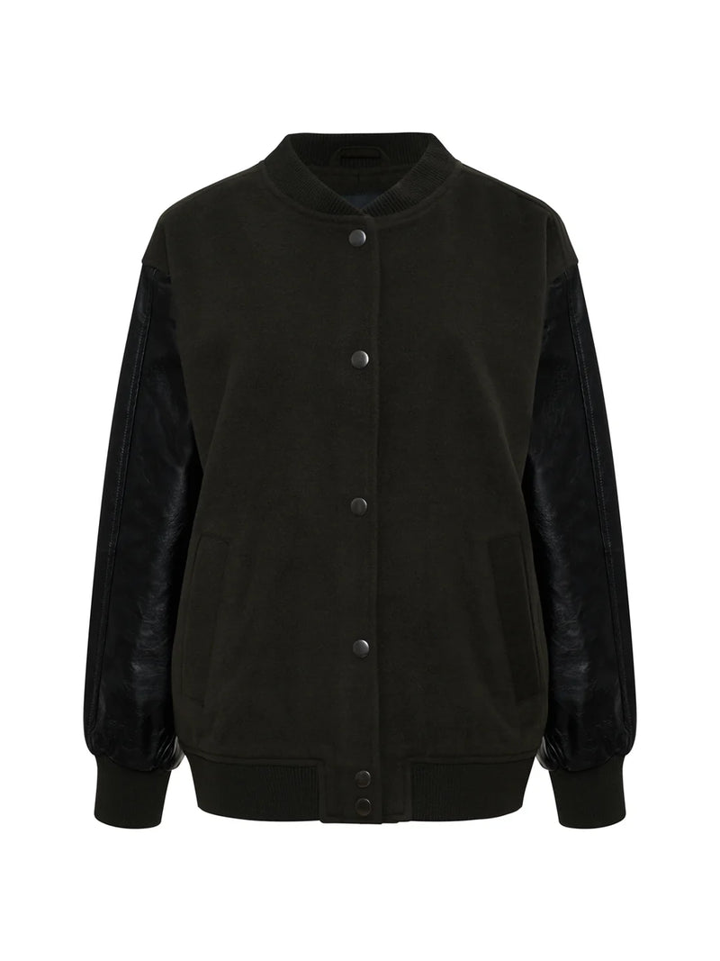 Sanctuary - Club Varsity Jacket in Midnight Olive