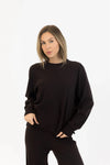 Lyla & Luxe - Claret Crewneck Pullover in Chocolate Brown
