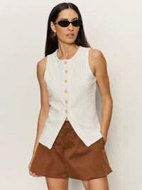 Sanctuary - Nothing Extra Knit Vest in Chalk