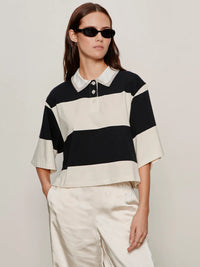 Sanctuary - Embellished Polo Tee in Collagen/Black Stripe